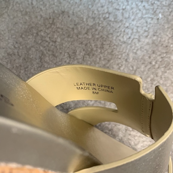 NIB J/Slides NYC Queenie Gold Leather Upper Cork Sole Sandal Women Size 8m - Picture 8 of 13